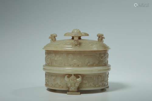 Cover furnace, hotan jade benevolent lines10 cm diameter 10....