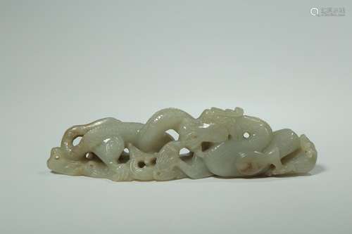 Hetian jade dragon furnishing articlesLong and 15.4 CM wide ...