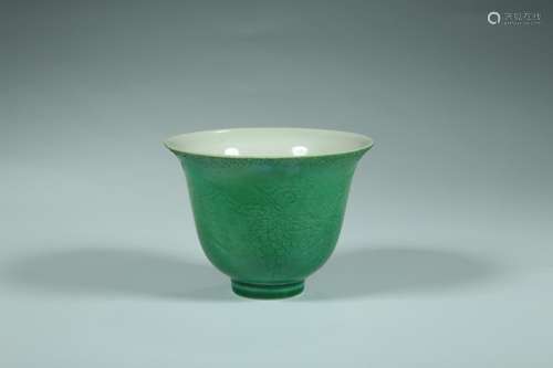 , "positive" grape grain cup dark green glaze5.5 C...