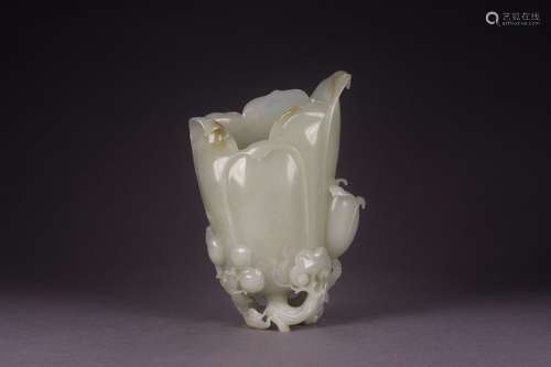 : hetian jade magnolia flower water jarSize: 8.7 x4.6 x13.1 ...