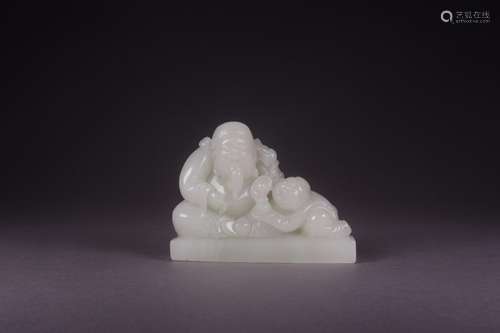 Furnishing articles, hotan jade god of wealthSize: 8.9 x2.9 ...