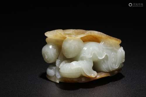 : hetian jade belt sugar and two fairy placeLength: 6.6 cm w...