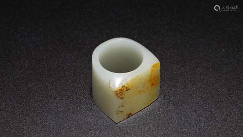 : hetian jade belt leather saddle ringDiameter: 2.7 cm high ...