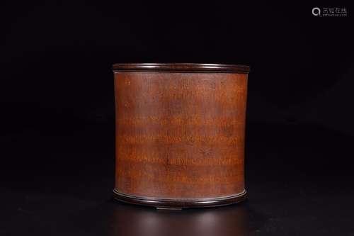 : bamboo red sandalwood inlaid pen container16.5 cm high 16 ...