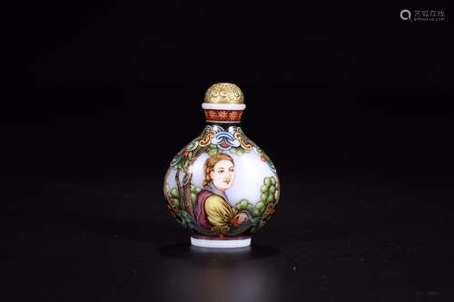 : "" copper foetus enamel western character snuff ...