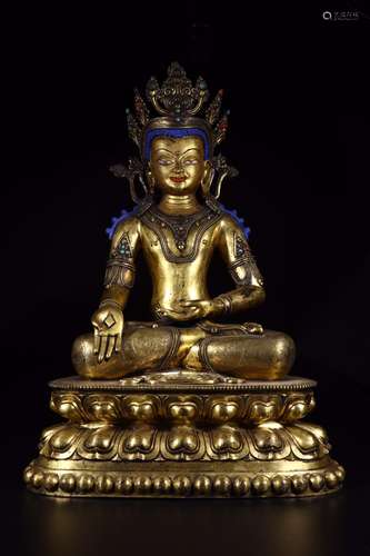 : copper and gold tara's statueLong 43 cm wide 29 cm hig...