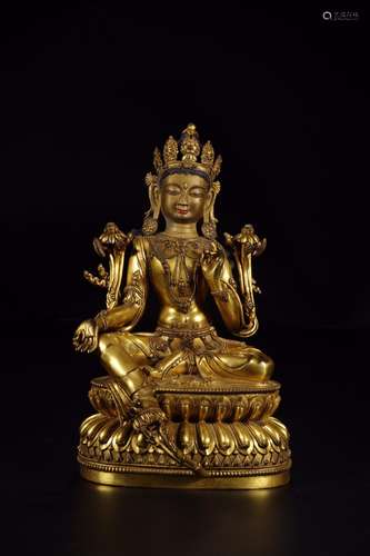 : copper and gold green tara's statue17 cm long 14 cm hi...