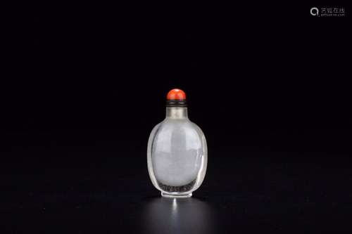 The crystal snuff bottleSize: 6.3 cm wide and 3.5 x 2.6 cm w...