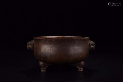 : Wu Bangzuo beast ear incense burner, copperSize: 8.6 cm hi...