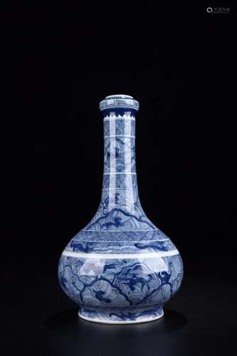 :, benevolent design of blue and white porcelainSize: 28 cm ...