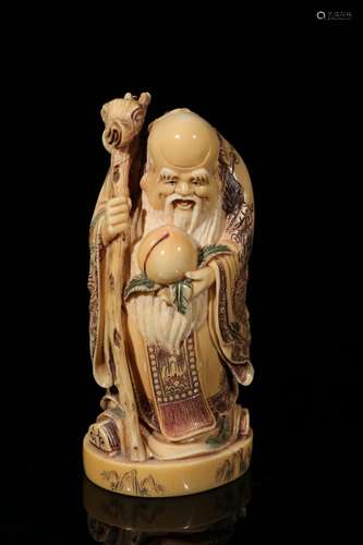 Hong Kong old ivory longevity furnishing articlesSize: 130 *...