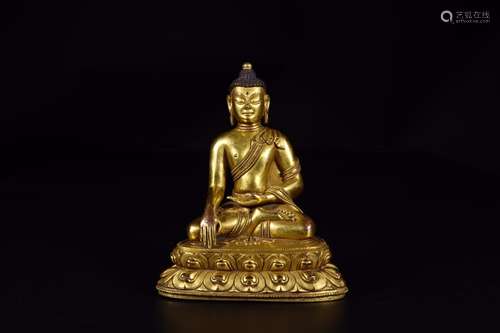 : copper gilding, shakyamuni Buddha statue12.9 cm long 8 cm ...