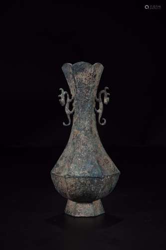 Zen: bronze vase ssangyong's ears24 cm long and 11.3 cm ...