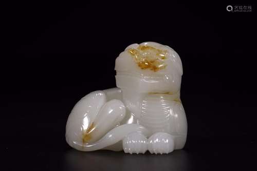 : hetian jade lion with the skinSize: 5.8 cm wide and 5.4 cm...