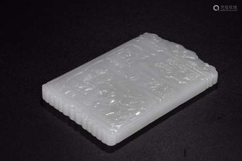 : hetian jade fish listed poetrySize: 10.7 cm wide, 7 cm thi...