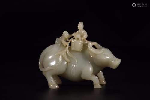 : hetian jade the lad cattle furnishing articlesSize: 13 cm ...