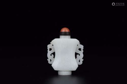 : hetian jade dragon ear snuff bottlesSize: 6.7 cm wide and ...