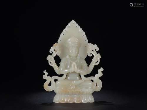 The walls: hetian jade guan YinSize: 12.5 cm long, 4.0 cm wi...