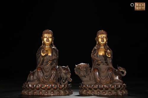 Precision casting copper foetus gold manjusri samantabhadra ...