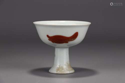 : "big" youligong red fish grain footed bowlDiamet...