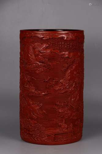 : "" carved lacquerware landscapes quiverDiameter ...