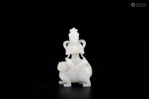 , hotan jade ride a beast guanyin caveSize: 7 * 3 * 12 cm we...