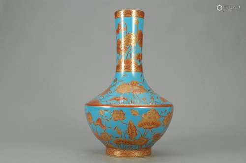 , "" red paint lotus pond boring blue glaze alum g...