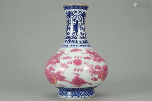 , "" blue and white carmine red glaze YunLongWen b...