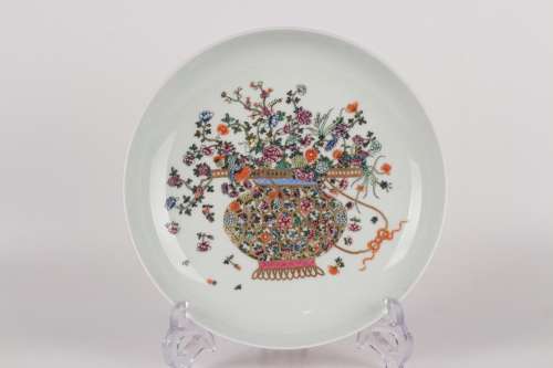 - pastel antique flower basketHeight 4.2 cm, diameter 20.7 c...