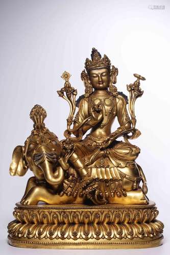 , copper samantabhadra bodhisattva's statue34 cm high, 1...