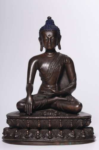 , copper Buddha statueHigh 13.5 cm, to 10 cm long, 7.3 cm wi...