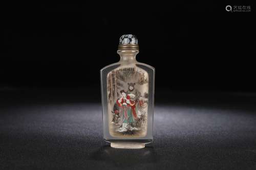 Snuff bottles, glass painting "the doors to marry young...