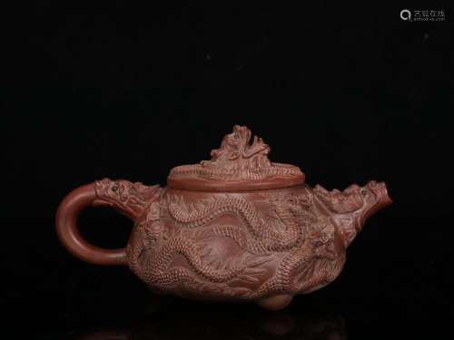 : Gu , old purple sand heap carving pot, KowloonSpecificatio...