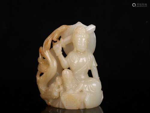 Hetian jade seed makings "dragon goddess of mercy"...