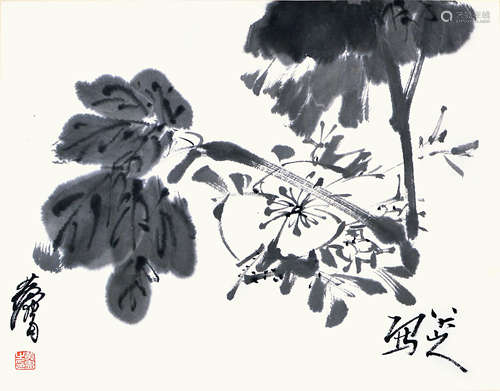 黄胄（带出版物砚石山房） 花鸟 纸本 镜心