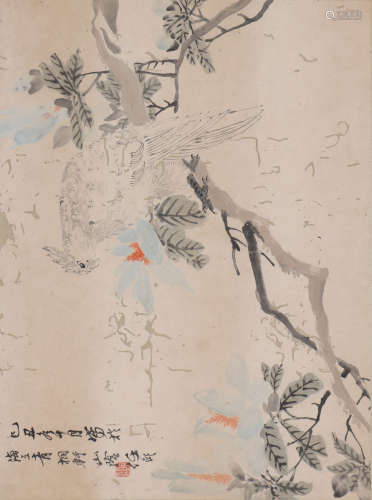 任伯年 1840-1895 花枝栖禽图
