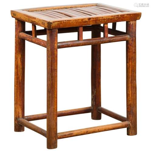 Chinese Qing Dynasty 19th Century Side Table with Split Bamb...