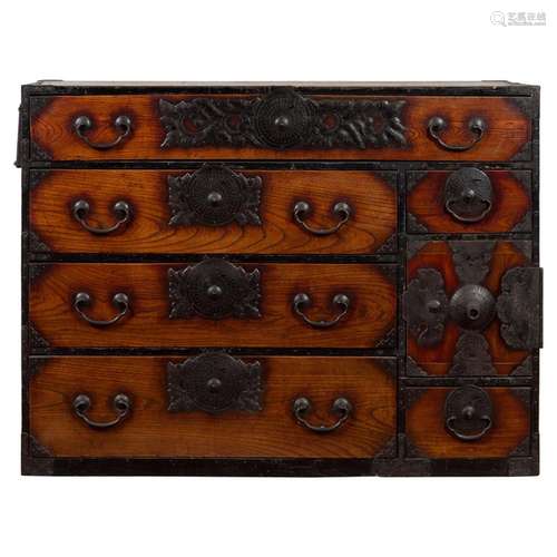 Japanese Meiji Period Keyaki Wood Tansu Clothing Chest in th...