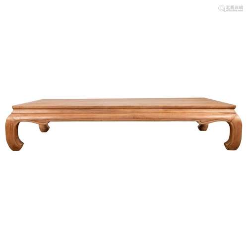 Thai Teak Wood Coffee Table with White Wash Finish and Bulgi...