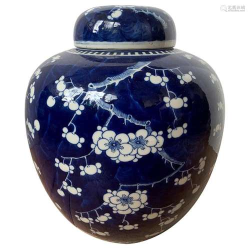 Early 20th Century Chinese Kangxi Style Blue and White Cherr...