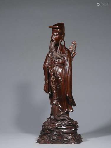 Wait. Boxwood aniseed hand-carved lu dongbin character stand...