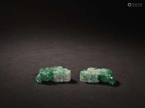 Jade the mythical wild animal a pair.Specification: high 1.5...