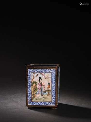 Copper foetus enamel had pen container.Specification: high 9...