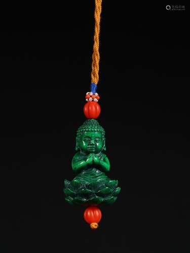 Antlers carved Buddha pendant.Specification: high 4.9 cm wid...