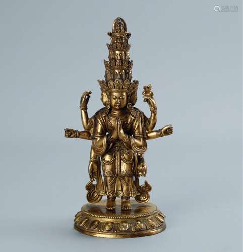 A super pure copper and goldSize: height: 21.6 cm, bottom di...