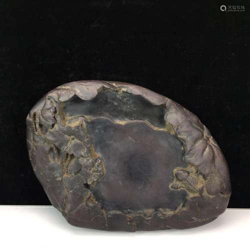 Four side rock: lotus inkstone natural materials, cut with t...
