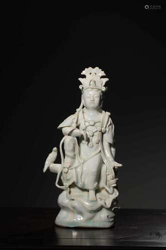 Longquan boy worship goddess of mercy, size 25 cm high, 12 c...