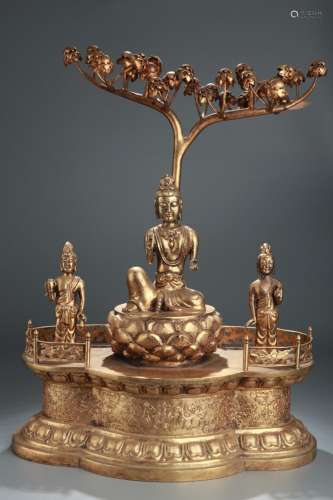 : copper and gold guanyin lecture furnishing articlesSize;Hi...