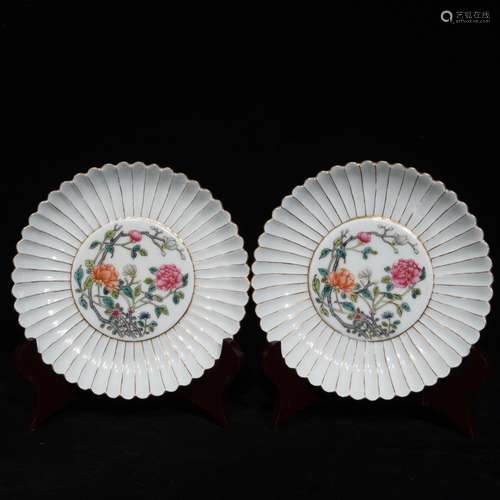 Pastel flowers grain chrysanthemum disc plate of a coupleHig...