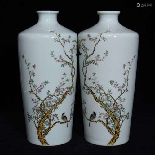 Powder enamel grain mei bottles of a pairSize: 26.5 cm high ...